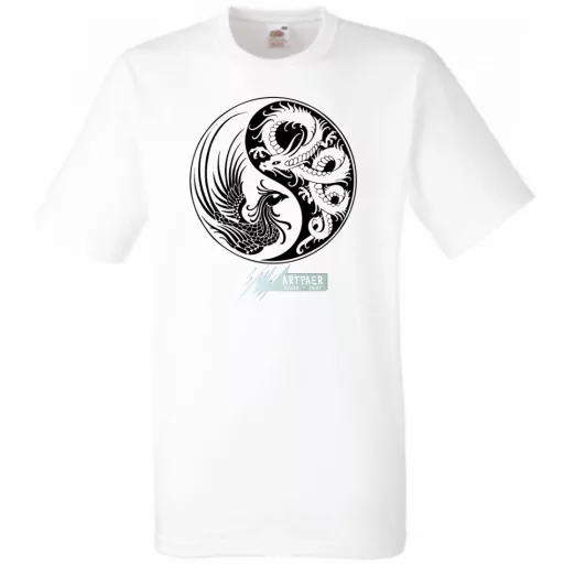Yin Yang - Főnix és sárkány férfi rövid ujjú póló