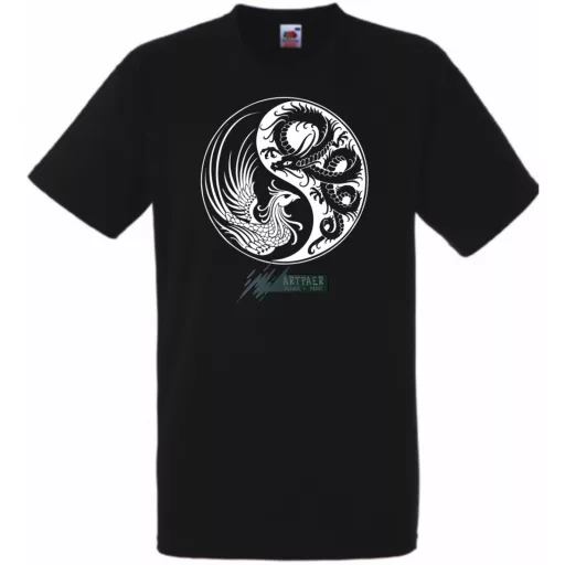 Yin Yang - Főnix és sárkány férfi rövid ujjú póló