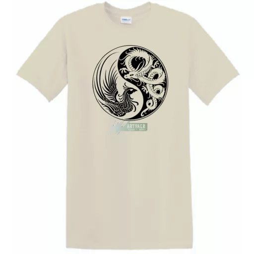 Yin Yang - Főnix és sárkány férfi rövid ujjú póló