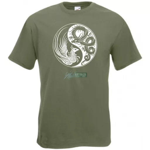 Yin Yang - Főnix és sárkány férfi rövid ujjú póló