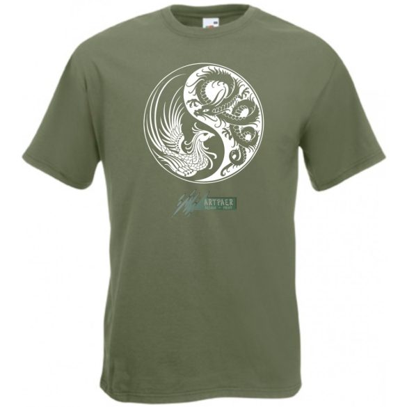 Yin Yang - Főnix és sárkány férfi rövid ujjú póló