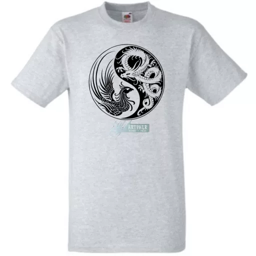 Yin Yang - Főnix és sárkány férfi rövid ujjú póló
