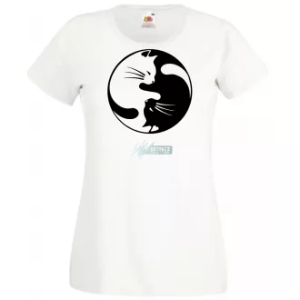 Yin Yang - Ölelkező macskák női rövid ujjú póló