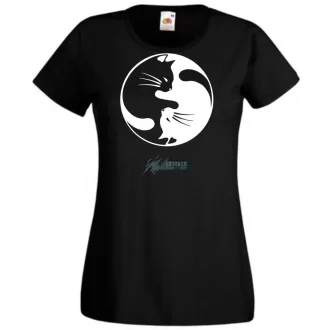 Yin Yang - Ölelkező macskák női rövid ujjú póló
