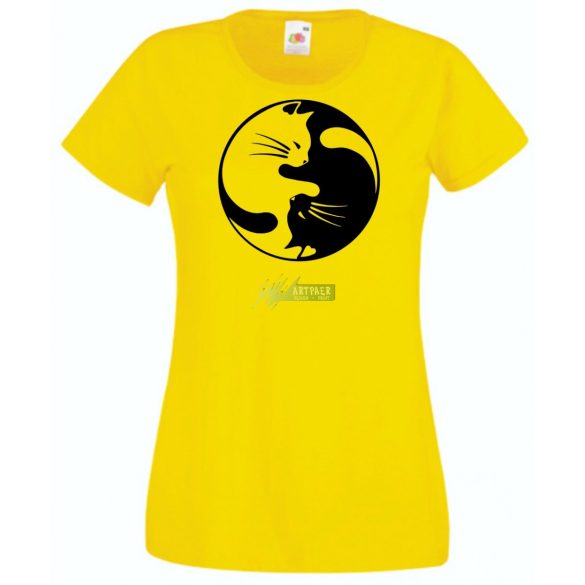 Yin Yang - Ölelkező macskák női rövid ujjú póló