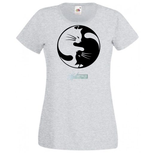 Yin Yang - Ölelkező macskák női rövid ujjú póló