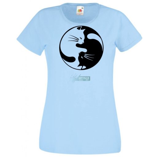Yin Yang - Ölelkező macskák női rövid ujjú póló