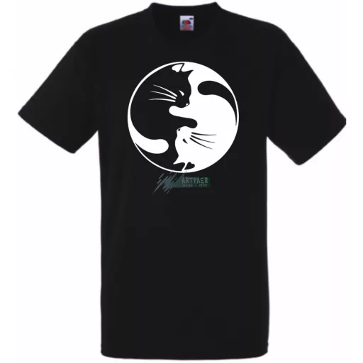 Yin Yang - Ölelkező macskák férfi rövid ujjú póló