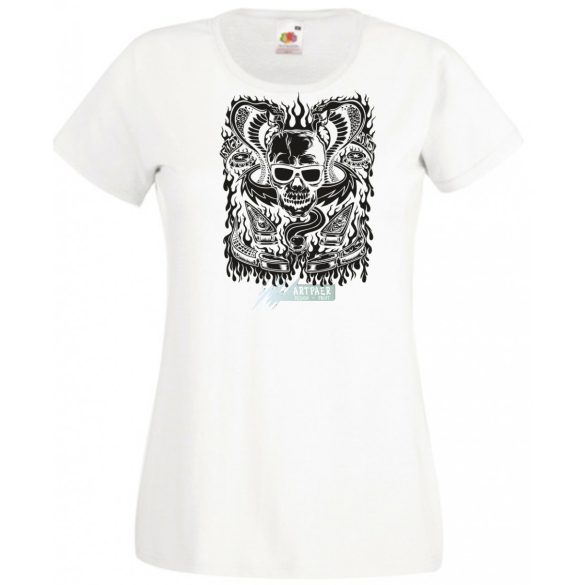 Fantasy - Kígyó, koponya, flipper női rövid ujjú póló