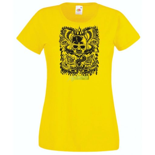 Fantasy - Kígyó, koponya, flipper női rövid ujjú póló