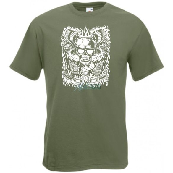 Fantasy - Kígyó, koponya, flipper férfi rövid ujjú póló