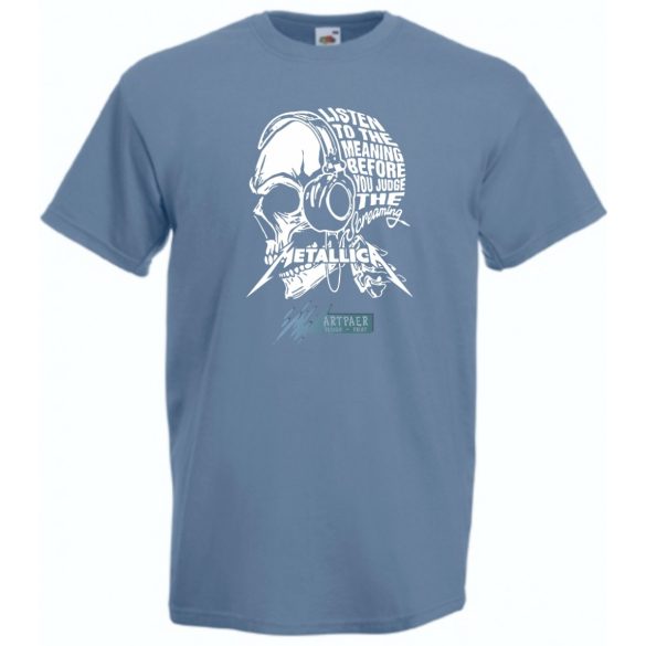 Hallgasd - Mielőtt elítéled - Skull - Metallica stílus férfi rövid ujjú póló