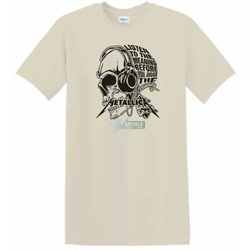 Hallgasd - Mielőtt elítéled - Skull - Metallica stílus férfi rövid ujjú póló