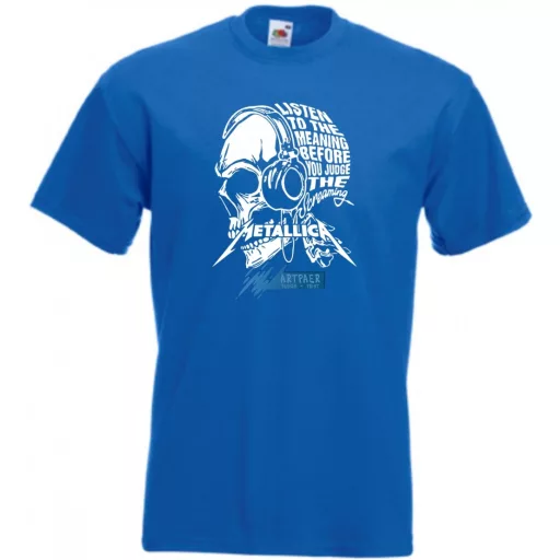 Hallgasd - Mielőtt elítéled - Skull - Metallica stílus férfi rövid ujjú póló