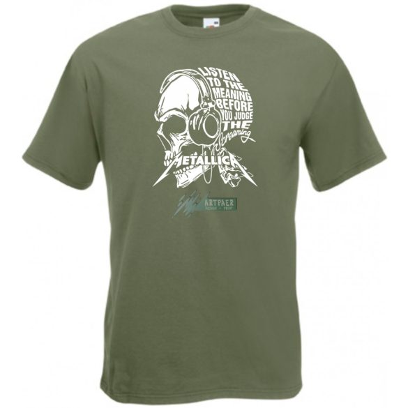 Hallgasd - Mielőtt elítéled - Skull - Metallica stílus férfi rövid ujjú póló