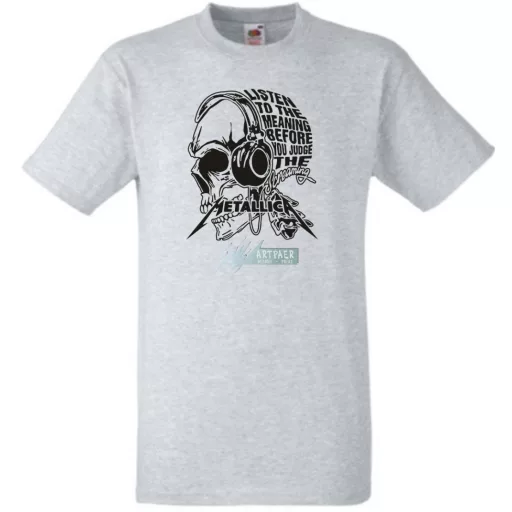 Hallgasd - Mielőtt elítéled - Skull - Metallica stílus férfi rövid ujjú póló