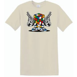   Mágikus bűvös kocka harcra kész férfi rövid ujjú póló