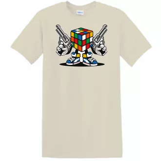   Mágikus bűvös kocka harcra kész férfi rövid ujjú póló