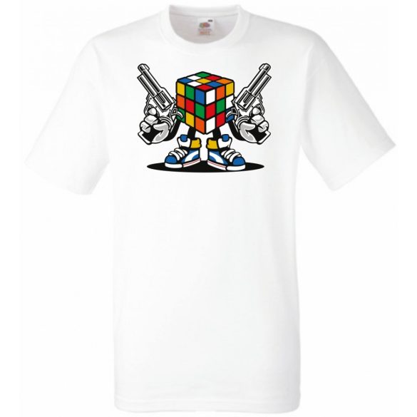 Mágikus bűvös kocka harcra kész férfi rövid ujjú póló