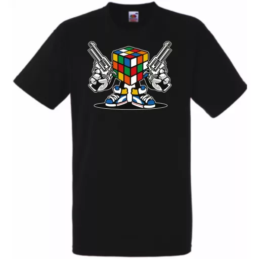 Mágikus bűvös kocka harcra kész férfi rövid ujjú póló