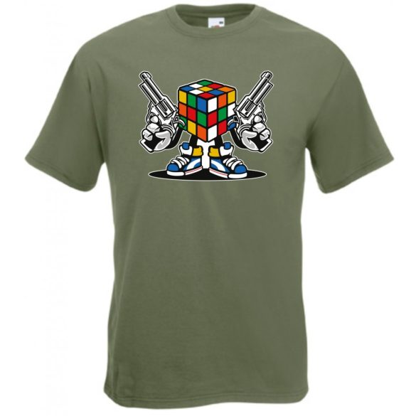 Mágikus bűvös kocka harcra kész férfi rövid ujjú póló