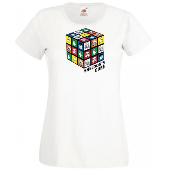Sheldon bűvös mágikus kockája női rövid ujjú póló