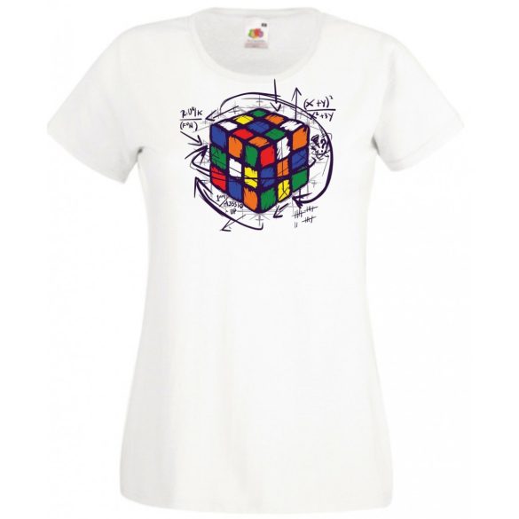Bűvös kocka, megoldás női rövid ujjú póló
