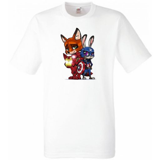 Humor kicsi Hősök  Róka és a nyúl (Vasember és Amerika kapitány) gyerek rövid ujjú póló