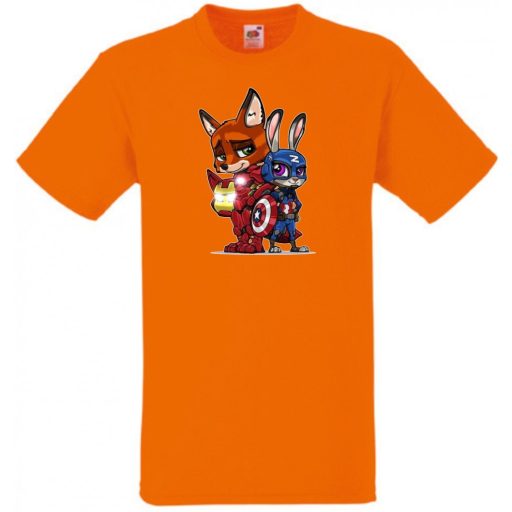 Humor kicsi Hősök  Róka és a nyúl (Vasember és Amerika kapitány) gyerek rövid ujjú póló