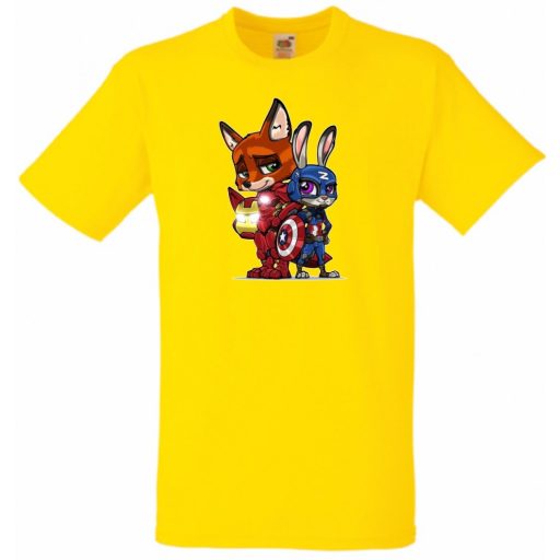 Humor kicsi Hősök  Róka és a nyúl (Vasember és Amerika kapitány) gyerek rövid ujjú póló