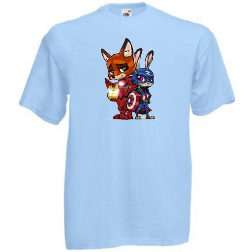 Humor kicsi Hősök  Róka és a nyúl (Vasember és Amerika kapitány) gyerek rövid ujjú póló