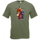 Humor kicsi Hősök  Róka és a nyúl (Vasember és Amerika kapitány) férfi rövid ujjú póló