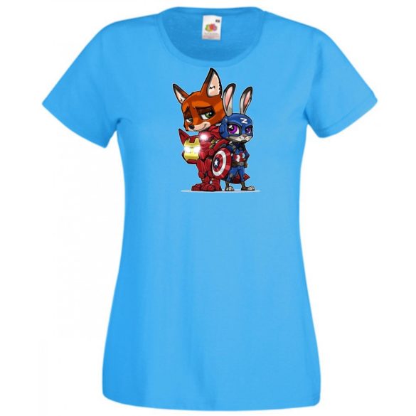 Humor kicsi Hősök  Róka és a nyúl (Vasember és Amerika kapitány) női rövid ujjú póló