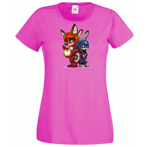 Humor kicsi Hősök  Róka és a nyúl (Vasember és Amerika kapitány) női rövid ujjú póló