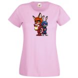 Humor kicsi Hősök  Róka és a nyúl (Vasember és Amerika kapitány) női rövid ujjú póló