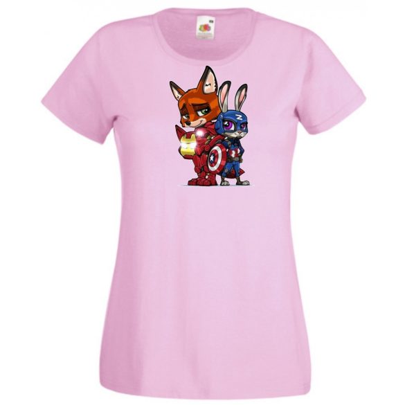 Humor kicsi Hősök  Róka és a nyúl (Vasember és Amerika kapitány) női rövid ujjú póló