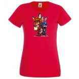 Humor kicsi Hősök  Róka és a nyúl (Vasember és Amerika kapitány) női rövid ujjú póló