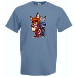 Humor kicsi Hősök  Róka és a nyúl (Vasember és Amerika kapitány) férfi rövid ujjú póló