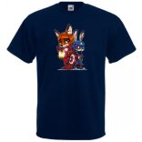 Humor kicsi Hősök  Róka és a nyúl (Vasember és Amerika kapitány) férfi rövid ujjú póló