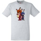 Humor kicsi Hősök  Róka és a nyúl (Vasember és Amerika kapitány) férfi rövid ujjú póló