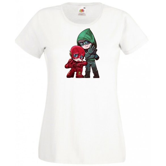 Humor kicsike Hősök Villám és Zöld íjász női rövid ujjú póló