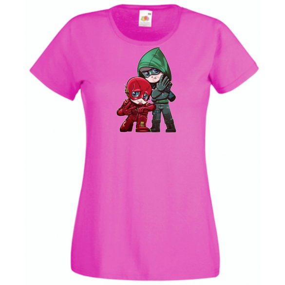 Humor kicsike Hősök Villám és Zöld íjász női rövid ujjú póló