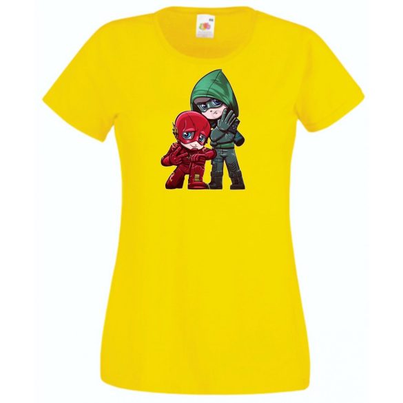 Humor kicsike Hősök Villám és Zöld íjász női rövid ujjú póló