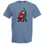 Humor kicsike Hősök Villám és Zöld íjász férfi rövid ujjú póló