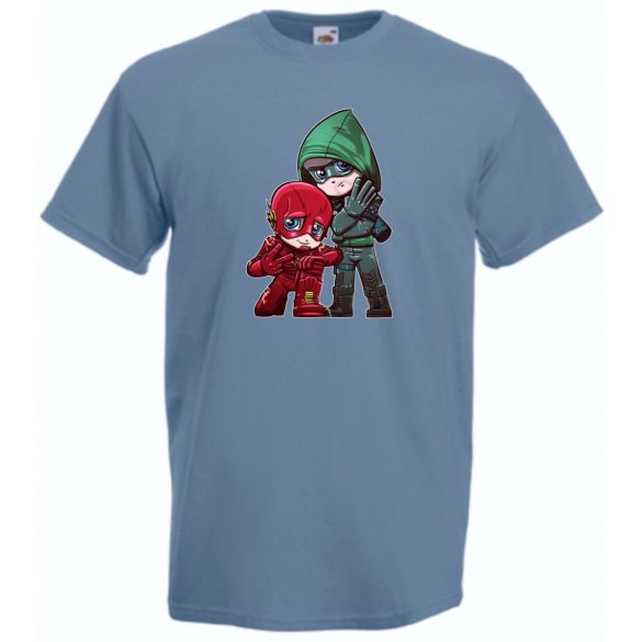 Humor kicsike Hősök Villám és Zöld íjász férfi rövid ujjú póló