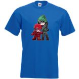 Humor kicsike Hősök Villám és Zöld íjász férfi rövid ujjú póló