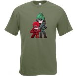 Humor kicsike Hősök Villám és Zöld íjász férfi rövid ujjú póló