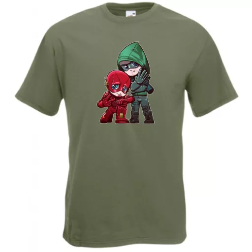 Humor kicsike Hősök Villám és Zöld íjász férfi rövid ujjú póló