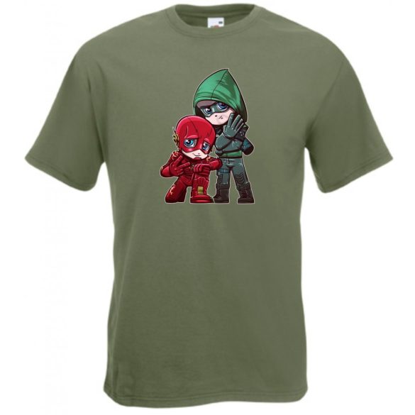 Humor kicsike Hősök Villám és Zöld íjász férfi rövid ujjú póló