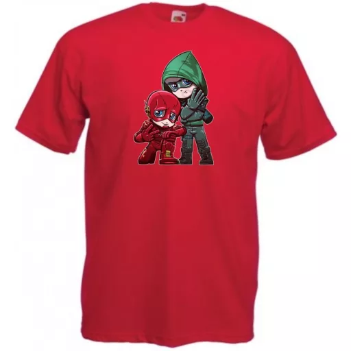 Humor kicsike Hősök Villám és Zöld íjász férfi rövid ujjú póló